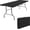 Black, variant on 5 Feet Portable Folding Table Black, Steel Legs Fold-in-Half with Carrying Handle Rectangular Plastic Foldable Table for Party, Wedding, Camping, Picnic, Dining, Indoor Outdoor Events