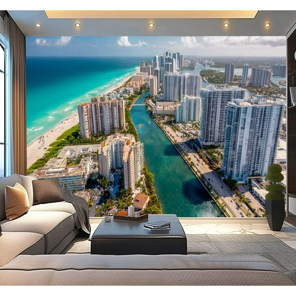 Peel and Stick Wallpaper Waterproof Hallandale Beach Resorts Wall Mural Decor Self Adhesive and Removable 100in x 144in