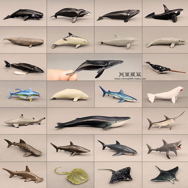 Sea World Mini Fishes Model Great White Shark Blue Whale Beluga Sperm Whale Dolphin Manta Rays Oceans Animal Miniature Kids Toys3. Bowhead whale He Qiyong unisex