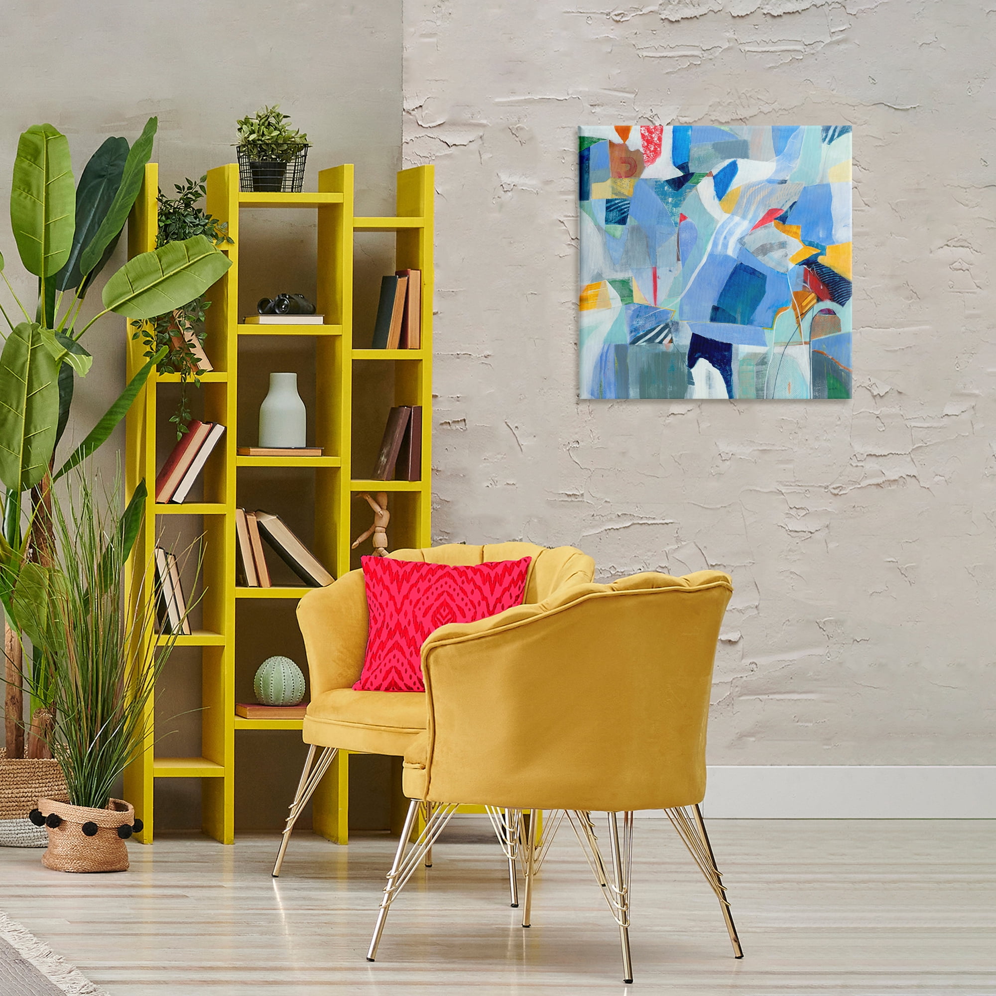 Stupell Industries Chaotic Blue Composition Abstract Painting Wrapped Canvas Art Print Wall Art, 24 x 24