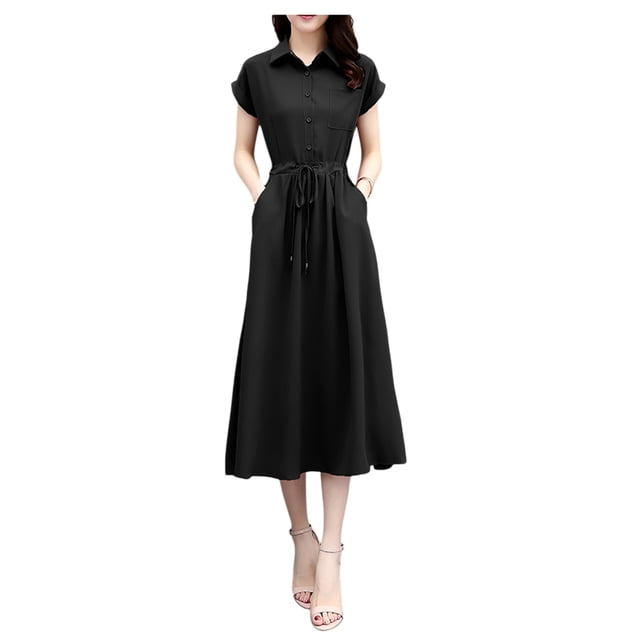 Vestido Camisero Moda Elegante Casual de Dama