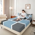 thumbnail image 5 of Feelyou Adult Chic Plaid Twin Sheet Sets, Fashion Artwork Buffalo Twin Fitted Sheet, Blue Grey Abstract Ombre Flat Sheet, Breathable Home Decor, 3pcs, 5 of 8