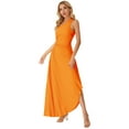 thumbnail image 3 of CHICTRY Womens One Shoulder Long Formal Dress Sleeveless Ruched Evening Ball Gown Cocktail Party Dress Orange XL, 3 of 7