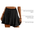thumbnail image 2 of NICELF Flowy Shorts for Women Boho Ruffle Tiered Womens Skorts Summer Casual High Waist Mini Skirt Double-Layer Floral Skort, Black, 2 of 7