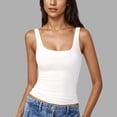thumbnail image 2 of Youyipin Womens Tops Padded Square Neck Tank Tops Summer Double Layer Basic Sleeveless Tank Shirts Tank Top For Women, 2 of 7