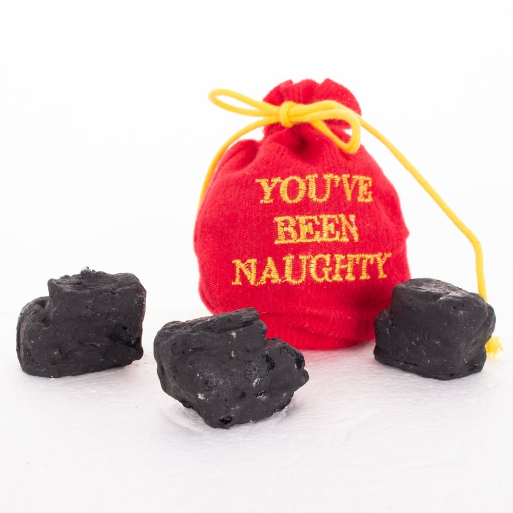 Fun Christmas You've Been Naughty Bag Of Coal 4pc 4.5" Gift Set, Red