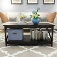 thumbnail image 5 of 35.5'' Round Whole Black Coffee Table, Clear Coffee Table，Modern Side Center Tables for Living Room， Living Room Furniture (Black12), 5 of 14