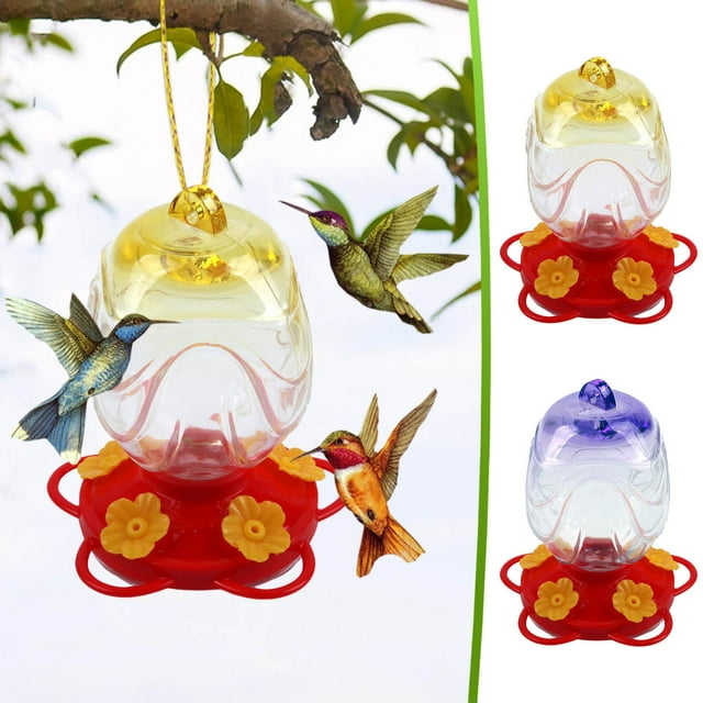Xihbxyly Comedero de Colibríes de Vidrio Coloreado, Diseño Duradero Pintado a Mano, Fácil de Limpiar, Multifuncional para Gelatina o Alimento, Decoración de Jardín, Amantes de La Naturaleza, 1 Juego