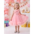 thumbnail image 6 of IDOPIP Infant Baby Flower Girl Dress Asymmetric Shoulder 3D Flowers Toddler Wedding Formal Birthday Party Pageant Tiered Tulle Gowns Tutu Dresses 9-12 Months Pink, 6 of 8
