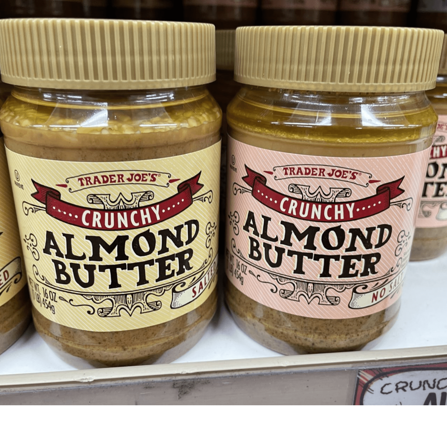 Trader Joes Crunchy No Salt Almond Butter, 16 oz  Pack of 2