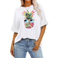 thumbnail image 2 of TSADFHJI Hauts de Yoga pour Femmes T-Shirt Ample d'Été Décontracté Mode Imprimé Col Rond Manches Courtes Chandail T-Shirt S Blanc, 2 of 4