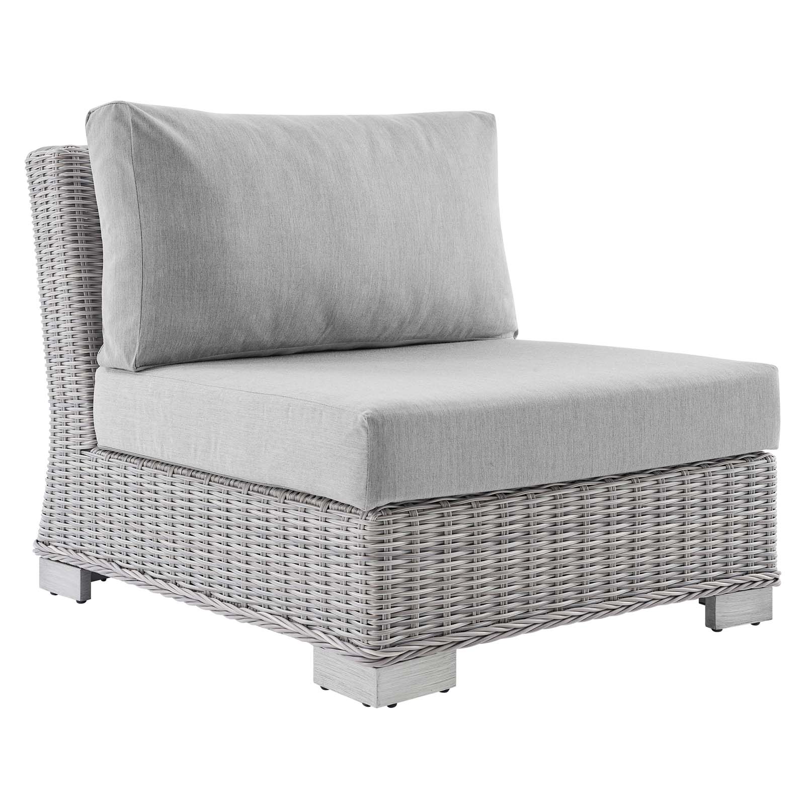 Modway Conway Sunbrella® Outdoor Patio Wicker Rattan Armless Chair in Light Gray Gray - image 2 of 9