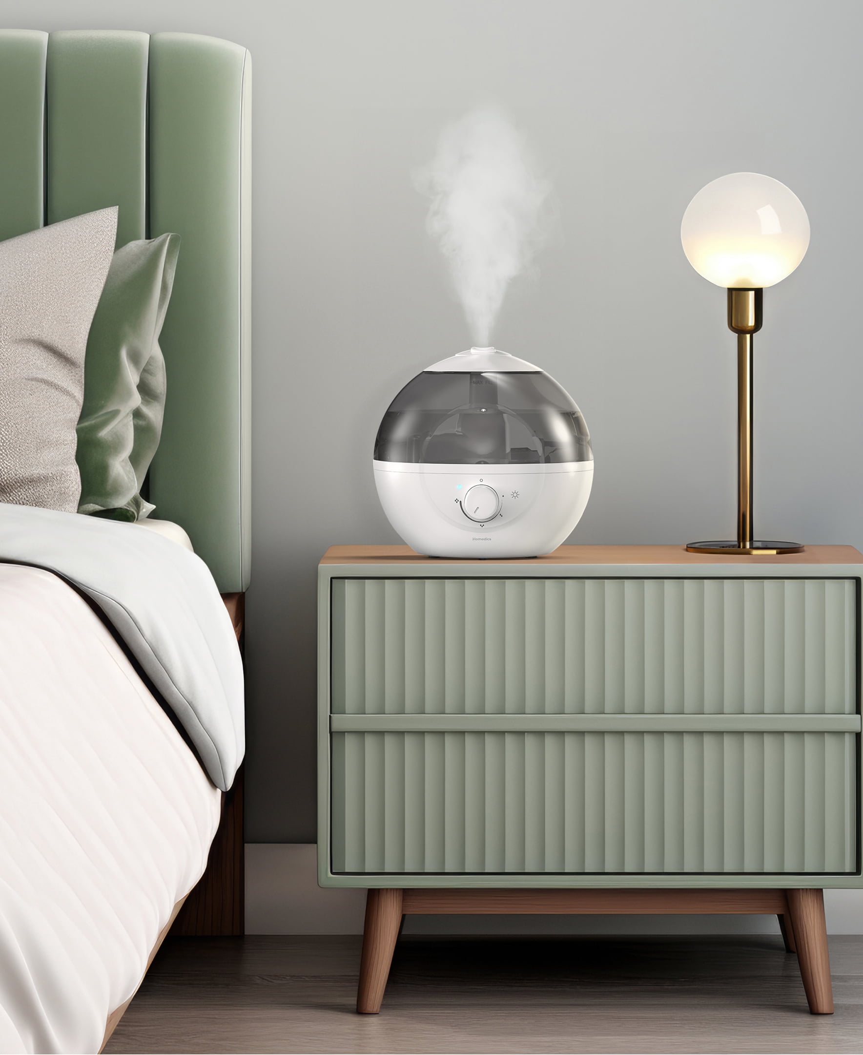 HoMedics Top-Fill Easy to Clean Ultrasonic Cool Mist Humidifier with Night Light and Aromatherapy: 300-500 sq. ft., No Filter Needed, 30-Hour Run Time
