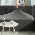 thumbnail image 5 of TOPCHANCES L Shape Couch Covers, Soft Velvet Sectional Sofa Cover, Stretch Furniture Protector Couch Slipcover for L Shape(2 Seater+2  Seater), Dark Grey, 5 of 12