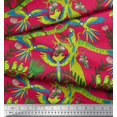 thumbnail image 3 of Soimoi Rayon Fabric Branches,Parrot & Leopard Jungle Fabric Prints by Yard 42 Inch Wide, 3 of 3