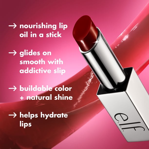 e.l.f. Glow Reviver Lip Oil Stick, Pink-Me Energy, 0.11 oz