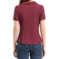 thumbnail image 4 of INSPIRE CHIC Women's Vintage Sweet Doll Collar Button Down Soft Shirt M Dark Red, 4 of 9