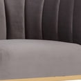 thumbnail image 3 of Benjara Semi Circle Fabric Lounge Chair with Vertical Tufted Back, Gray and Gold, 3 of 3
