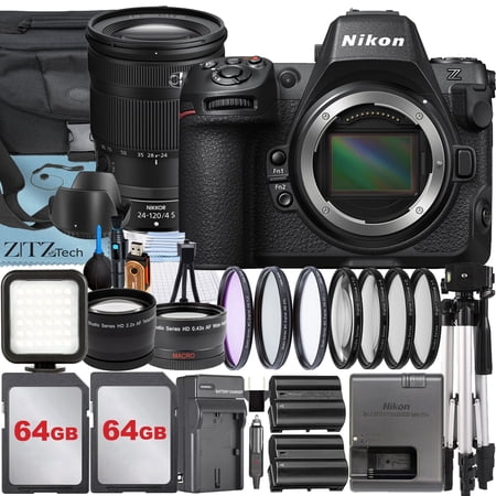 Nikon Z8 Mirrorless Camera with NIKKOR Z 24-120 mm f/4 S Lens + 2 Pack 64GB Memory Card + Case + LED Flash + Tripod + ZeeTech Accessory Bundle (International Version)