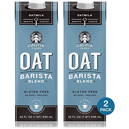 Califia Farms Unsweetened Oat Milk Barista Blend, 32 Ounce (Pack Of 2)