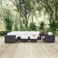 thumbnail image 6 of Modern Contemporary Urban Design Outdoor Patio Balcony Nine PCS Sectional Sofa Set, White, Rattan, 6 of 6