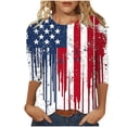 thumbnail image 2 of Lorytime Summer Tops for Women Fourth of July Tops Stars and Stripes Outfits Lorytime 3/4 Sleeve Holidays Clothes, 2 of 5