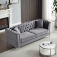 thumbnail image 4 of Atumon 82"L Sofa Couch, 3-Seat Couches and Sofas, Modern Velvet Upholstered Sofa with 2 Pillows and Metal Legs, Heavy Duty Couch Furniture for Home Living Room, 81.8"L x 31.8"W x 29.5"H, Gray, 4 of 10