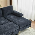 thumbnail image 2 of 112" Sectional Sofa, U Shaped Chenille Sofa Set, 4 Seat Convertible Couch, Sleeper Sofa Bed with Double Chaise for Living Room, Blue, 2 of 4