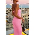 thumbnail image 3 of Vestido PRETTYGARDEN de Punto Canalé Strapless Ajustado Maxi Rosa XS, 3 of 5