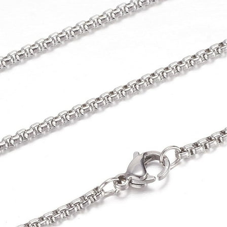 10 pc Tarnish Resistant 304 Stainless Steel box Chain Necklaces with Lobster Claw Clasps Stainless Steel color 19.6 inch(50cm) 2mm