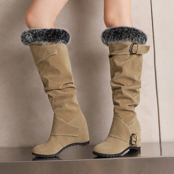 Mevxay Women's Versatile Sweet And Cool Classic Style Slim And Fashionable Fall And Winter Style Super Eye-Catching High-Top Knee-High Knight Boots Brown Size 9