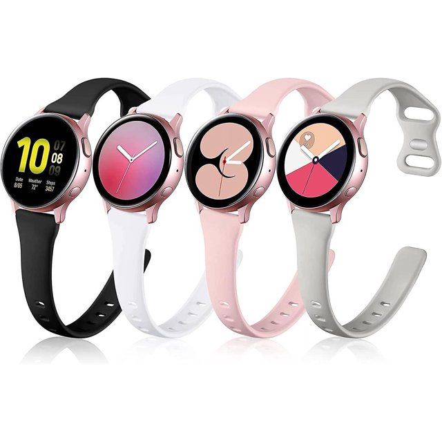 Compatible con Samsung Galaxy Watch 4 40 mm 44 mm Band/Classic 42 mm 46 mm Bands Hombres Mujeres, Samsung Active 2 Watch Band 40 mm, 20 mm Correa de silicona suave y delgada