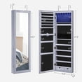 thumbnail image 6 of 6 LEDs Mirror Jewelry Cabinet 47.2-Inch Tall Lockable Wall/Door Mounted Jewelry Armoire Makeup Perfume Holder Organizer with Mirror Makeup Perfume 2 Drawers Gray, 6 of 7