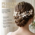 thumbnail image 3 of MIALLO Boho Wedding Hair Accessory - Ceramic Flower & Gold Leaf Headband for Bride - Rustic Hair Jewelry, 3 of 7