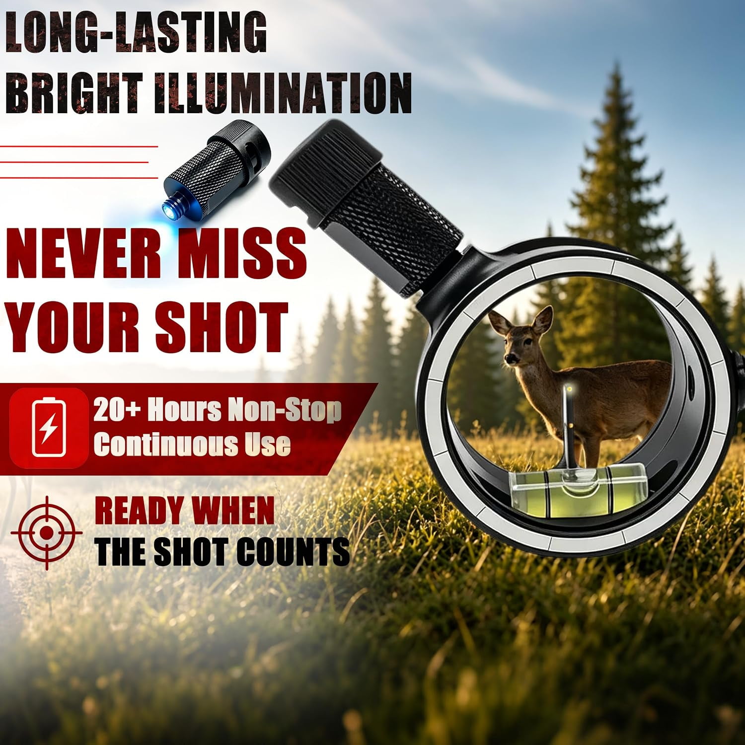 Rechargeable Bow Sight Light 3 Adjustable Brightness Levels