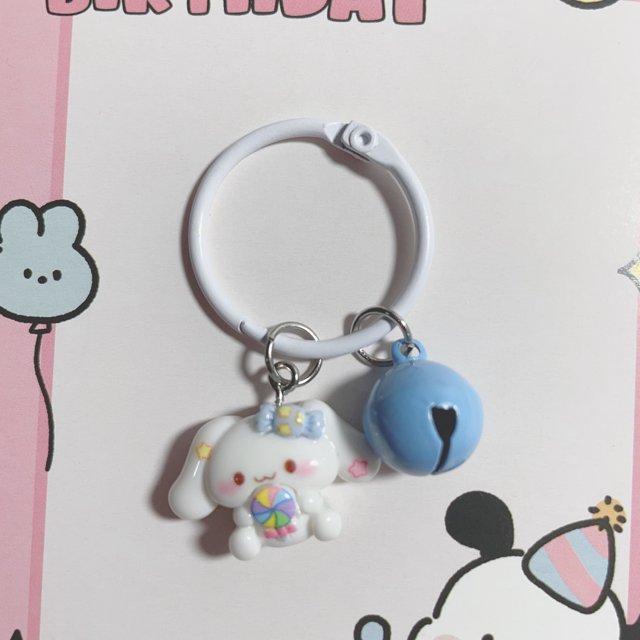 Llavero troyano de Sanrio con forma de molino de viento y dibujos animados de Año Nuevo, colgante pequeño con forma de corazón para niña, colgante para teléfono móvil