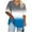 Blue, variant on Women's Plus Size Gradient Color V-Neck Blouse Tee – Summer Loose-Fit Casual Top with Short Sleeve Resort Everyday 2025
