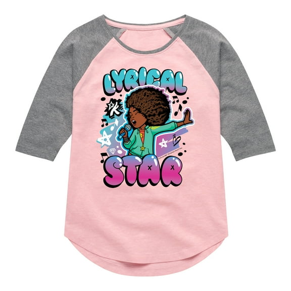 Karma's World - Lyrical Star Graffiti Style - Toddler & Youth Girls Raglan Graphic T-Shirt