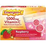 Emergen-C Daily Immune Support Vitamin C Supplement Powder, Raspberry, 30 Ct