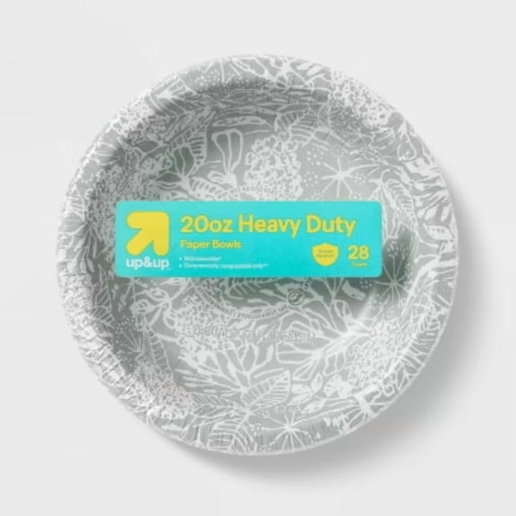 Green Floral Paper Bowl 20oz/28ct