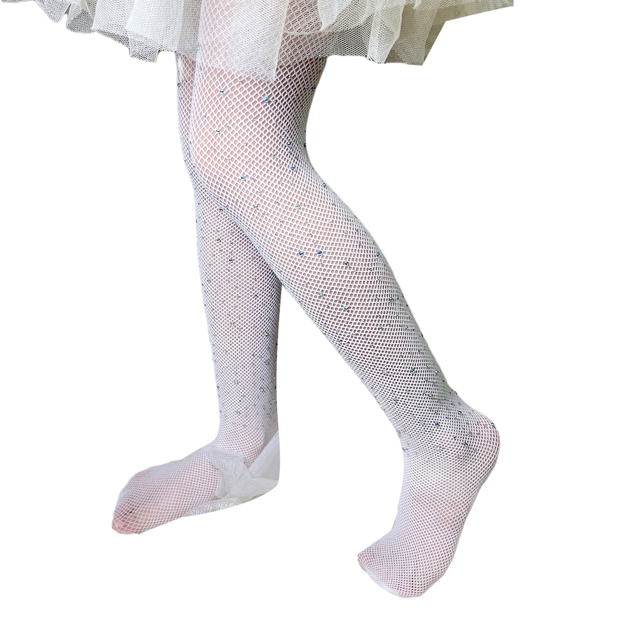 Girls Glitter Fishnet Tights Kids Bling Mesh Stockings Sparkle Rhinestone  Hollow Out Pantyhose 