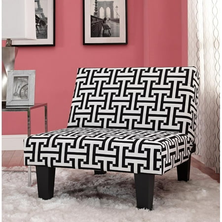 Kebo Chair, Black and White Geometric Pattern with Dark Leg