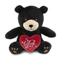 DolliBu I Love You Plush Super Soft Black Bear - Cute Stuffed Animal Black Bear with Red Heart Plush for Valentines, Anniversary, Romantic Date, Boyfriend, or Girlfriend Gift - 6 Inches