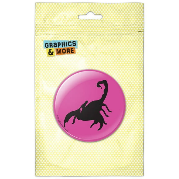 Black Scorpion on Pink Pinback Button Pin Badge