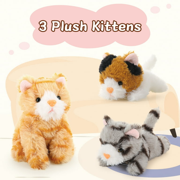Muiteiur 4 Pcs Cat Stuffed Animal 15.7'' Cat Plush with 3 Babies