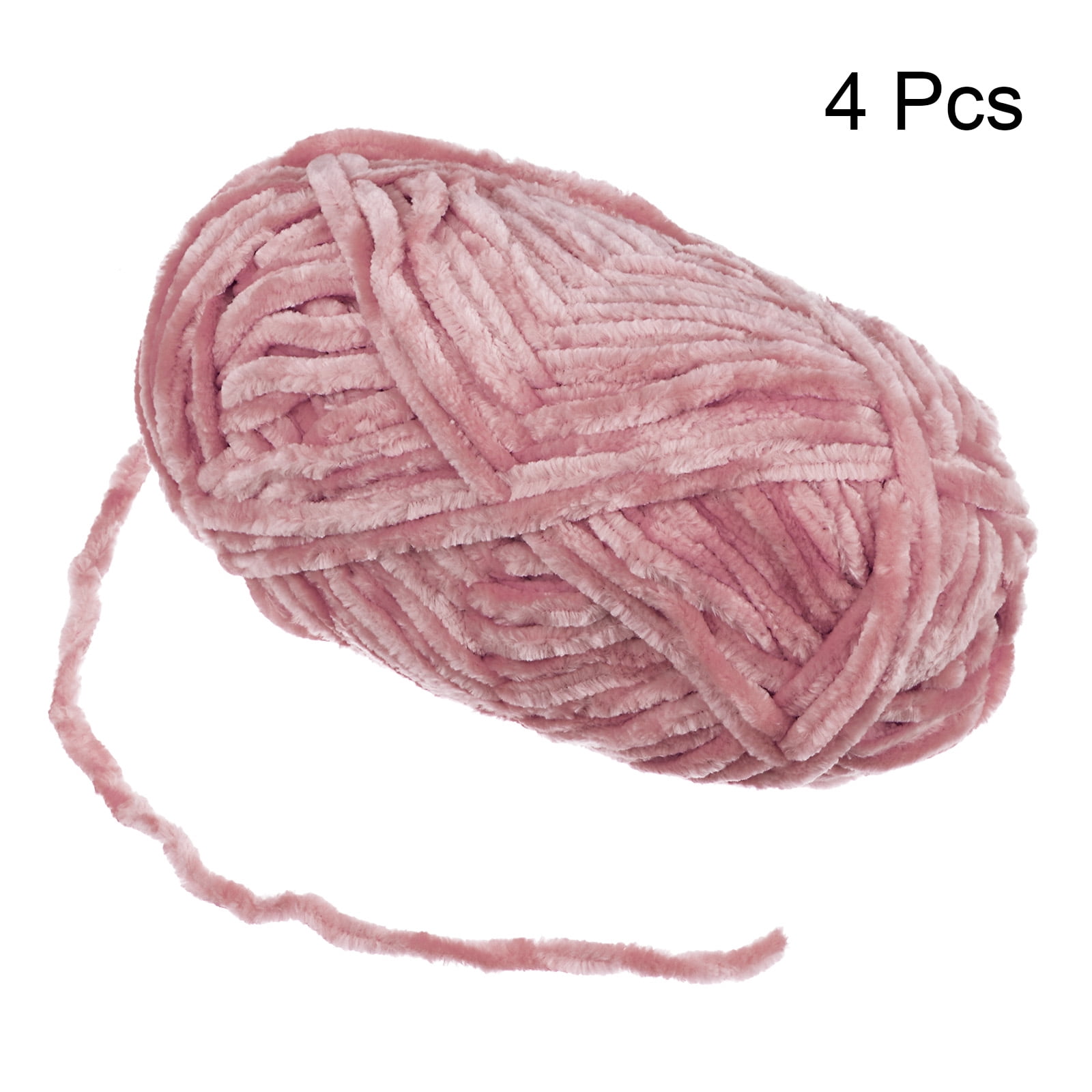 Uxcell 4pcs Velvet Yarn Soft Chenille Yarn 4x100g/14.1oz (347yds) Fluffy Yarn for Knitting Crochet Blanket Dark Pink