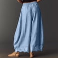 thumbnail image 6 of Women Cotton Lace Trim Wide Leg Pants Summer Casual Cropped Drawstring Elastic Waist Lightweight Trousers with Pockets, 2XL, 6 of 7