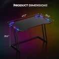 thumbnail image 3 of Gaming Desk with LED Lights, 47 Inch Z Shaped Gamer Desk, Home Game Computer Desk with Carbon Fiber Surface, Ergonomic Office PC Workstation with Cable Management, Black, 3 of 9