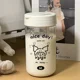 thumbnail image 2 of Kuromi-botella de agua de Hello Kitty, vaso de plástico con pajita transparente de dibujos animados, Cinnamoroll, Sanrio, Anime, 450Ml, 2 of 4