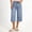 Light Blue, variant on Women's Button Waist Loose Wide Leg Denim Capri Pants, Cuffed Hem for Summer Daily Casual Commute Black L